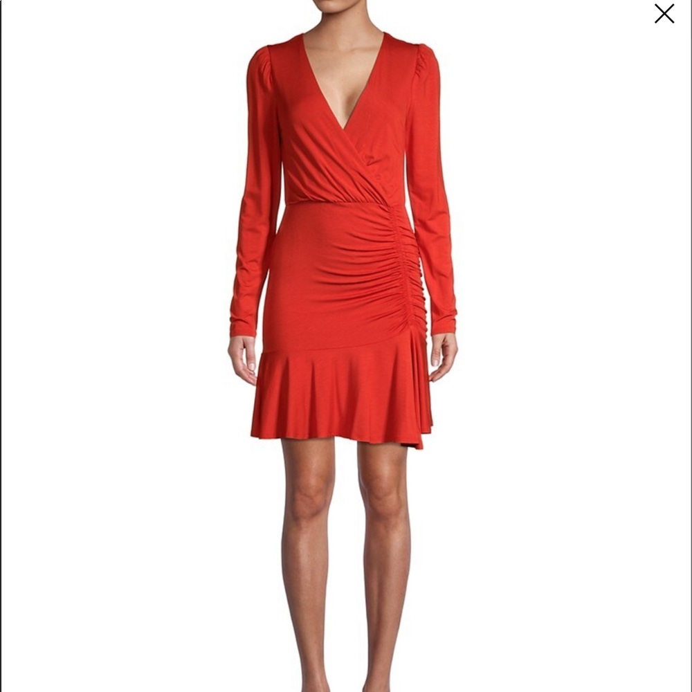 Bailey 44 Deep Red/Orange/Rust Ruched Lenora Dress